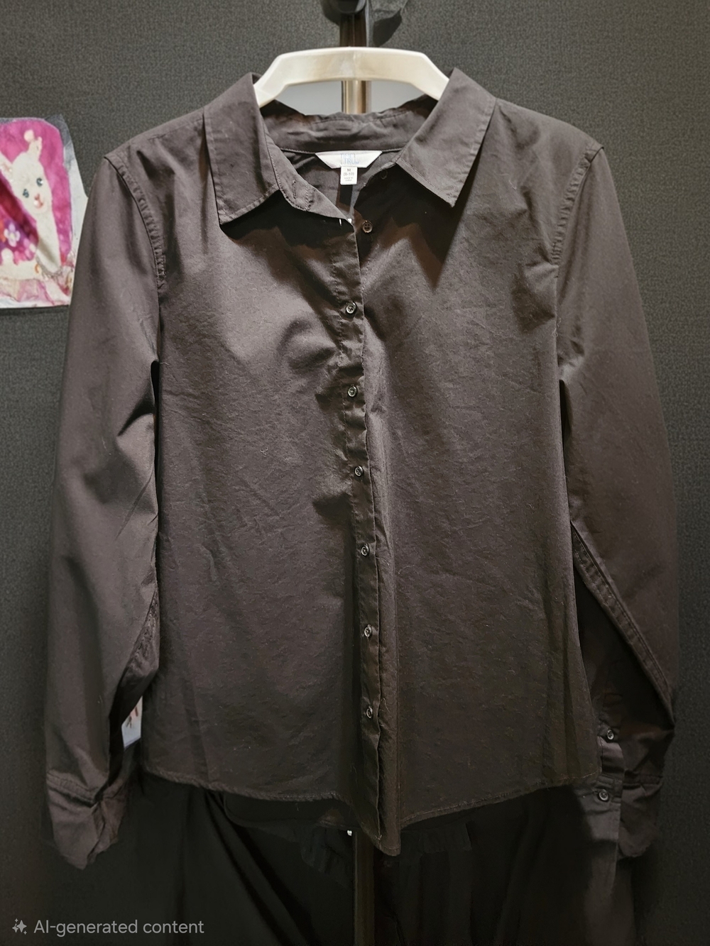 Time and Tru Women's Button Down Shirt Black M (8-10) New No Tag
